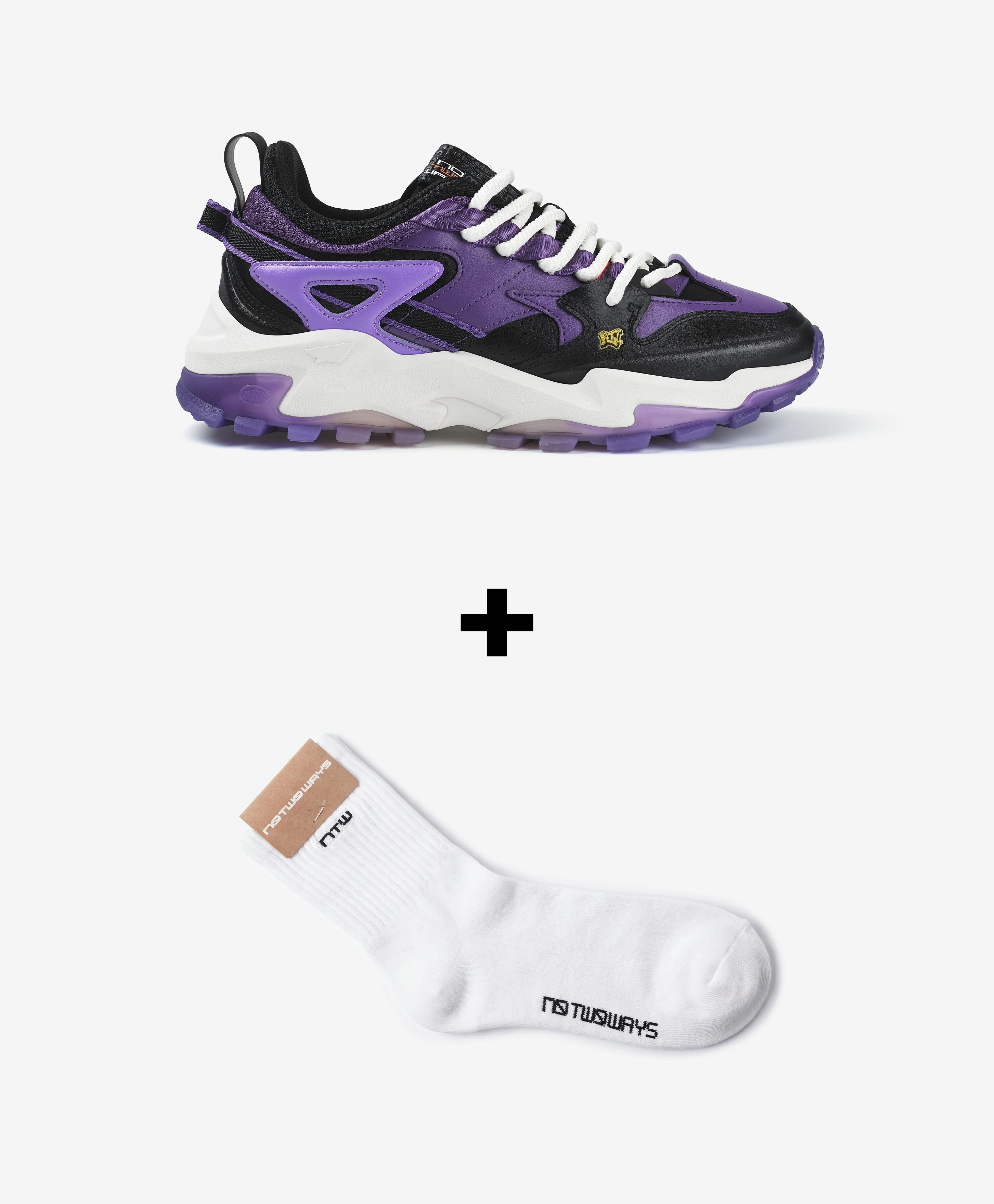 Roxo + White Socks: Size 8